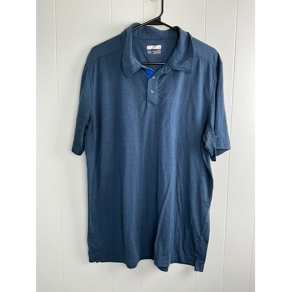 Marmot Mens Large Short Sleeve Polo Shirt Heathered Blue Outdoor Hiking Top